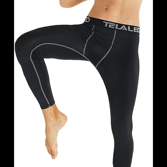Lots Of 3 telaleo mens 2leggings M  black compression 1 Long Sleeves Shirt - Picture 2 of 13